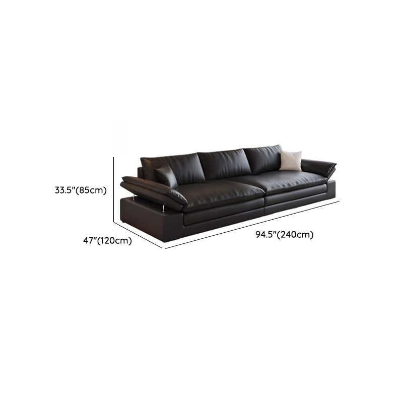 Modish Solid Color Scratch-durable Standard Sofa in Midnight Black, Seats 4/3/2-seater with 2 Pillows
