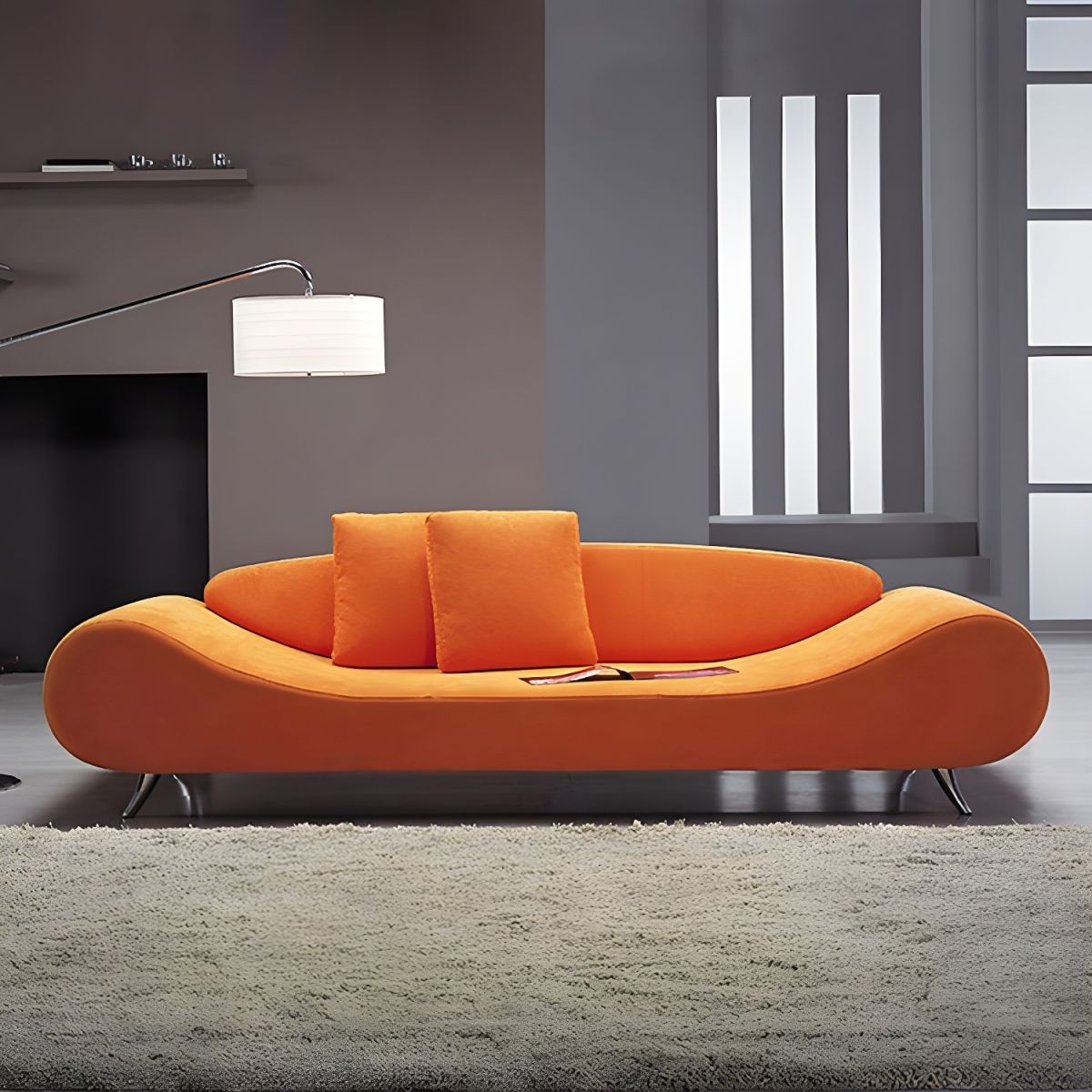 Armless Sofa 25.59" High Contemporary for Apartment Wooden Frame