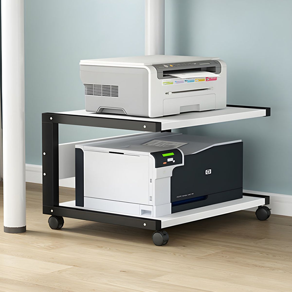 Ultra-Functional Compact Printer Stand with Locking Casters, Wood Material, Limited Warranty