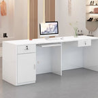 Lime Green/Natural Color/Beige Manufactured Wood Top Rectangle Reception Desk with Hutch, Keyboard Tray, Cable Management, and Filing Cabinet