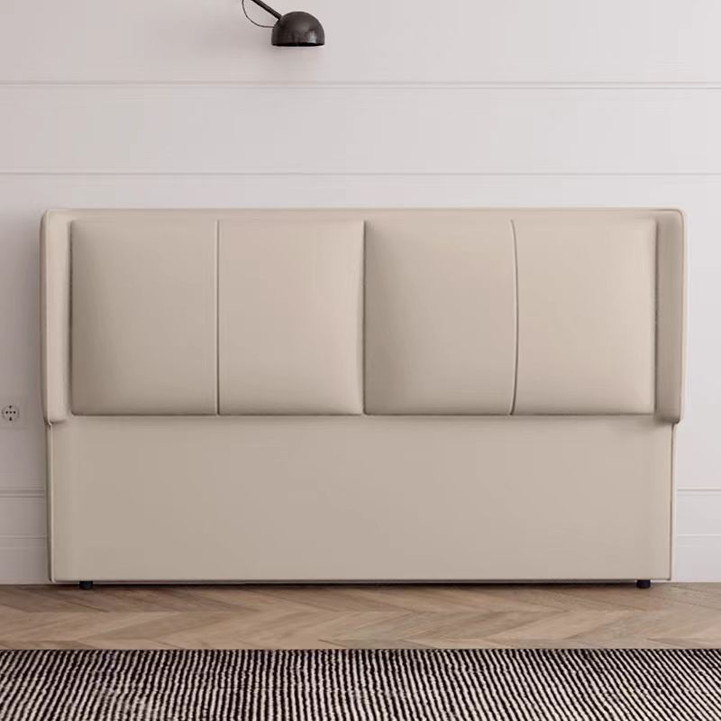 Trendy Panel Headboard in Natural Wood with No Distressing, Rectangle Shape for King/Queen/Full Bed, Featuring Sponge Upholstery Fill and Standard Height