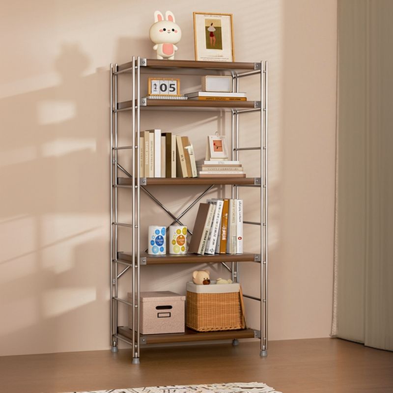 Tan Minimalist Decorative Shelf with Shelves in Steel, Detached Installation