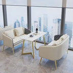 Modern Leather Upholstered Sofa with Sloped Arms in Solid Color