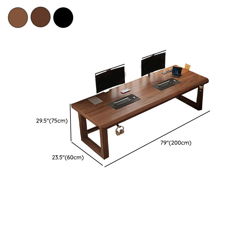 Minimalist Gaming Computer Desk with Ergonomic Features, Auburn Solid Wood Top, Anti-stain, Independent Structure, Headphone Hook