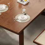 Minimalist Cocoa Solid Wood Rectangular Canteen Table with No Seating and Square Edge, Assembly Required