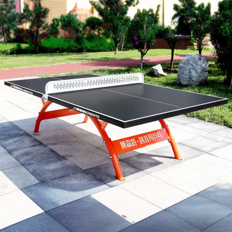 Indoor and Outdoor Ping Pong Table with Dark Blue Synthetic Laminate Top and Included Paddle