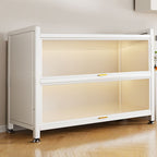 Self-supporting Microwave Shelf Cabinet with Hutch, 1 Shelf Larder, Steel Countertop, and 4 Doors/3 Doors/2 Doors