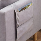 Scandinavian 3 Seater Sofa with Pillows Back and Tuxedo Arm and Solid Wood Legs