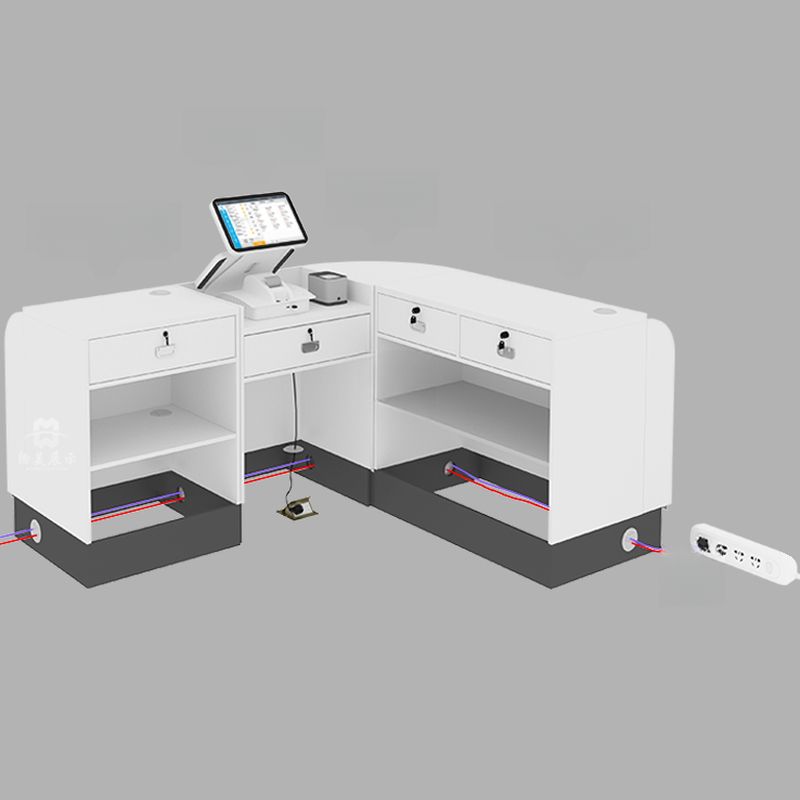 U-Shape Reception Desk with Cable Management, Desk Return, and Manufactured Wood Top