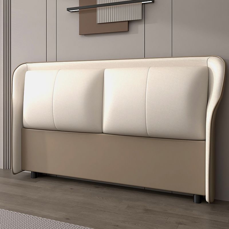Trendy Wingback Headboard in Natural Wood with No Distressing, Rectangle Shape for Full/Queen Bed, Featuring Sponge Upholstery and Standard Height