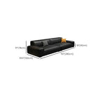 Extra Long Black Leather Sofa with Stain Resistant Feature and Two Pillows