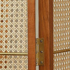 Indoor Translucent Collapsible Room Screen with Shelf, Cane, and Freestanding