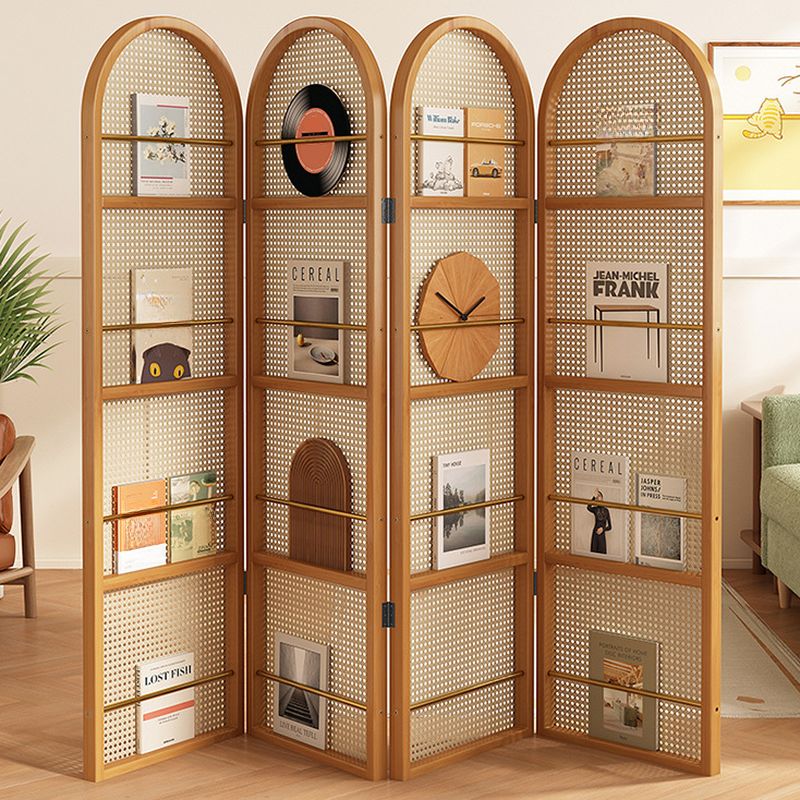 Minimalist Screen Divider with Translucent Light Filtration, Fold-up Design, Shelf Included, Bamboo Frame, Independent