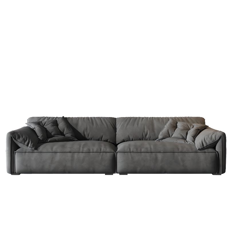 Standard Sofa in Dark Gray/Amber Color/Off-White with 4 Pillows