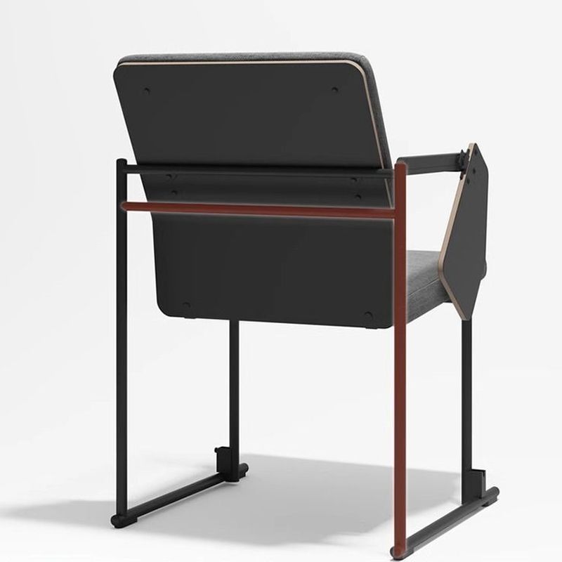 Contemporary Side Chair/Training Chair with Solid Back and Arms, Non-foldable Metal Frame for Tile Flooring