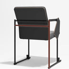 Contemporary Side Chair/Training Chair with Solid Back and Arms, Non-foldable Metal Frame for Tile Flooring