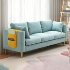 Contemporary Velvet Square Arm Sofa with Storage for Three People