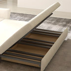 Stain Resistant Chalk California King Size/Queen Size/Full Size Button-tufted Day Bed and Futon with Cushion Back, Stockroom and Flared Arm