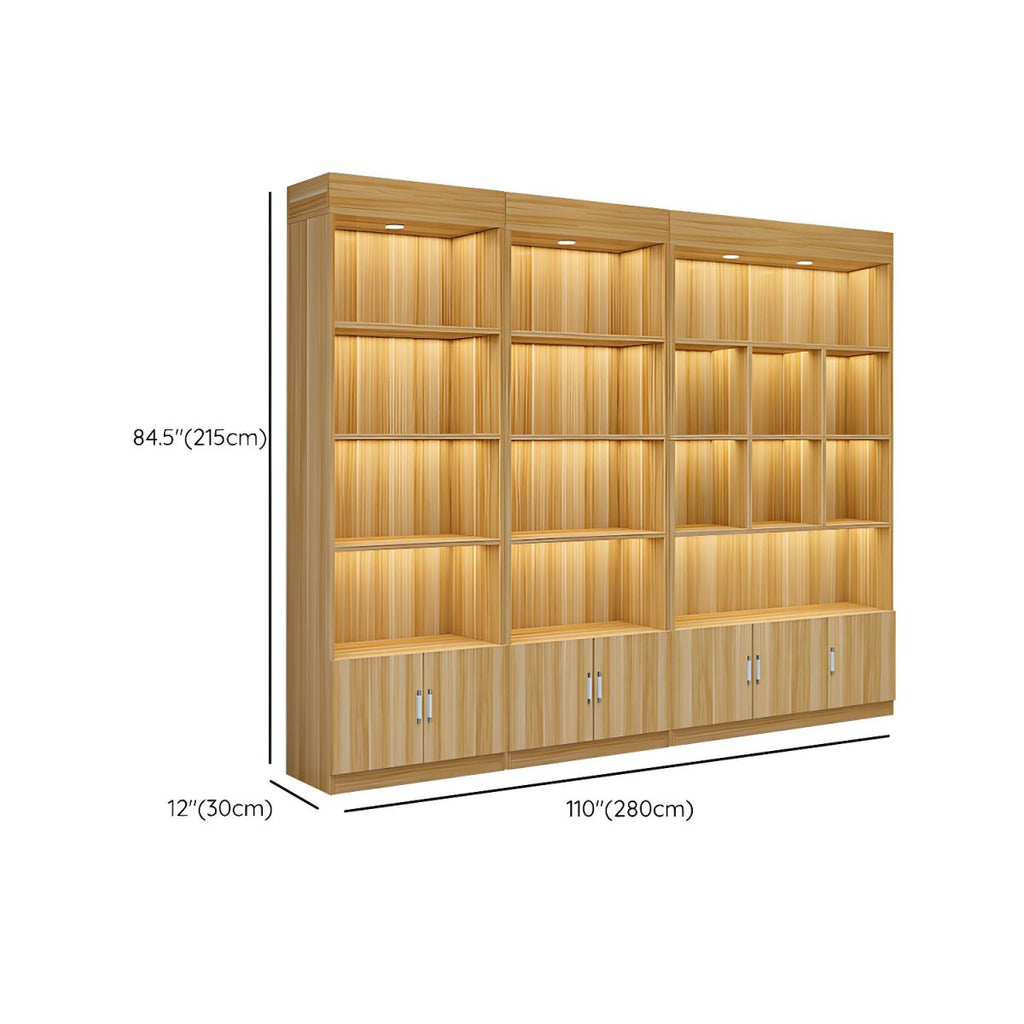 Multi-shelf Modern & Contemporary Style Wood Hutch Cabinet for Living Room