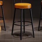 Casual Rawhide Bar Stools in White/Blue/Emerald Green with Back and Round Top, Featuring Leg Rest