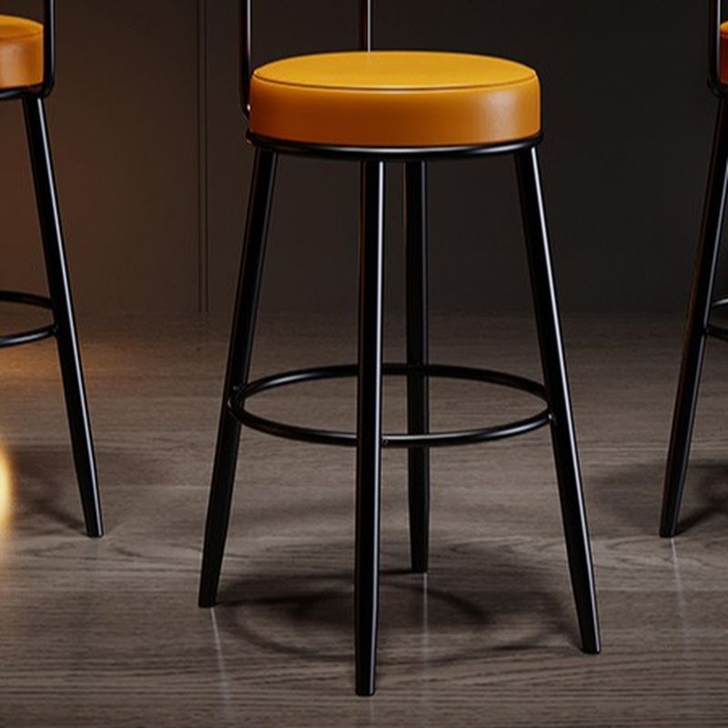 Casual Rawhide Bar Stools in White/Blue/Emerald Green with Back and Round Top, Featuring Leg Rest