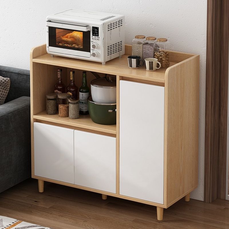 Art Deco Sideboard with 2/1 Drawers, Standard/Narrow 2 Shelves Larder Storage, Lumber Countertop, and 4/3 Doors