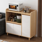 Art Deco Sideboard with 2/1 Drawers, Standard/Narrow 2 Shelves Larder Storage, Lumber Countertop, and 4/3 Doors
