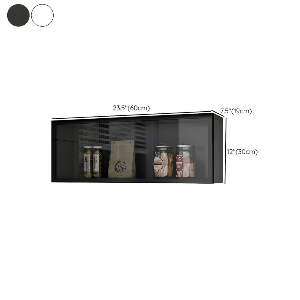 Modern Faux Wood Wall Mounted Display Cabinet with Glass Door