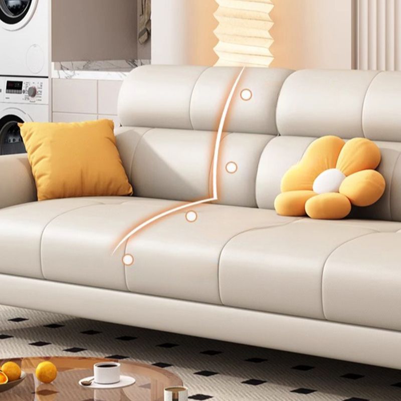 Modish Solid Color Water Resistant Standard Sofa in Off-White, Seats 3/5 Person/4-seater with 3 Pillows