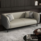 Contemporary Faux Leather Tuxedo Sofa with Water Resistant Design and Foam Seat Cushions