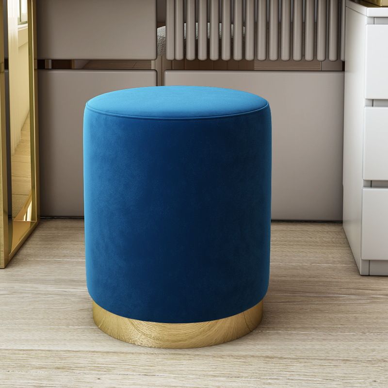Art Deco Circular Solid Color Standard Ottoman in Dove Grey/Chalk/Peony