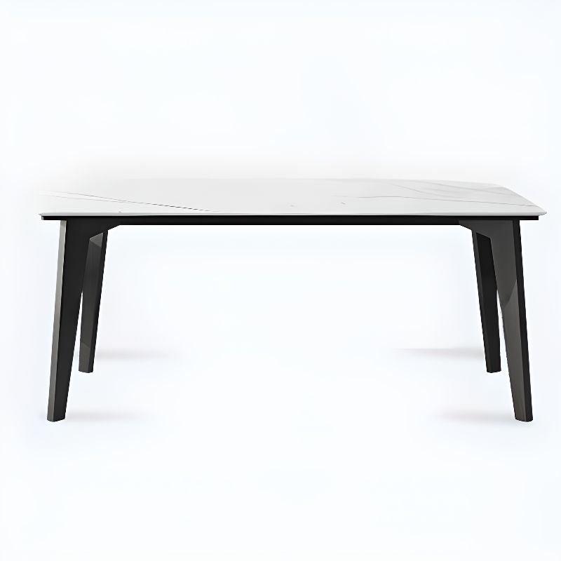 Rectangular Ink Gloss Finish Stone Dining Table with Anti-Fouling Sintered Stone Top for Seating 6/8