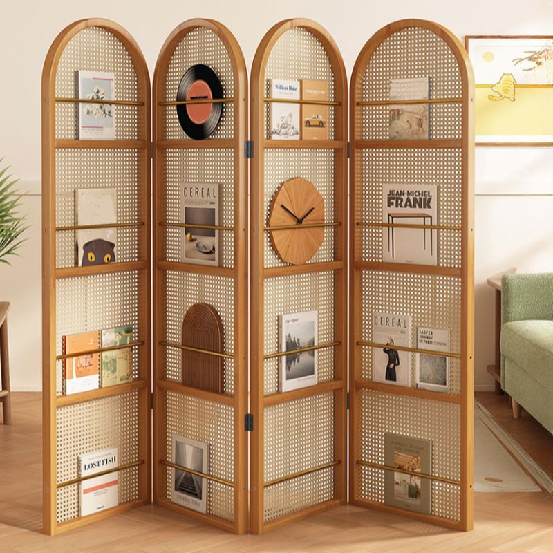 Minimalist Translucent Bamboo Screen Divider with Shelf, Fold-up and Independent