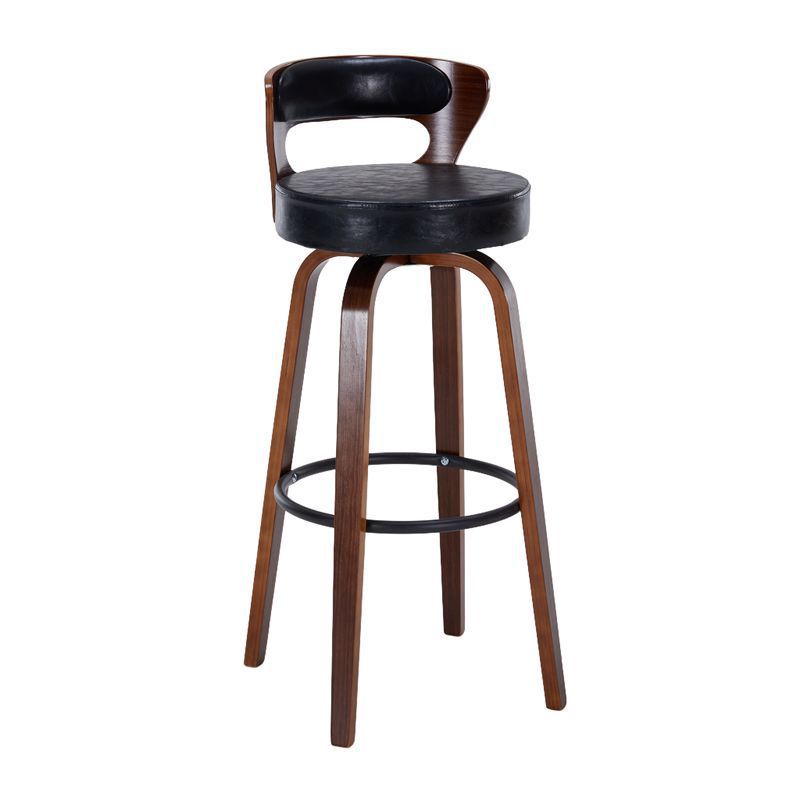Casual Rawhide Bar Stools in Light Gray/Cream/Amber Color with Back, Turned Swivel, Round Top, and Leg Rest