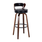 Casual Rawhide Bar Stools in Light Gray/Cream/Amber Color with Back, Turned Swivel, Round Top, and Leg Rest