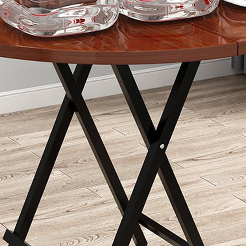 Trendy Folding Circular-shaped Bi-fold Table in Midnight Black/White, Crack Resistant with MDF Wood Top