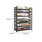 Art Deco Steel Rectangle Ink Finish Shoe Rack with Adjustable Shelves for 40+ Pairs in Drawing Room