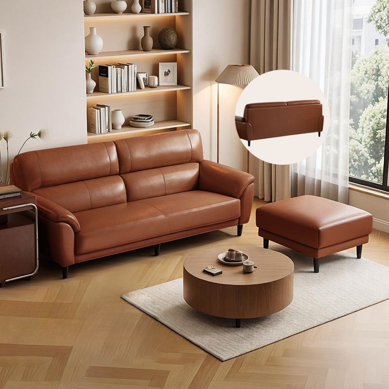 Trendy Solid Color Standard Sofa/Loveseat/Single Sofa in Auburn with Arm, Seats 3/2 People/4-seater