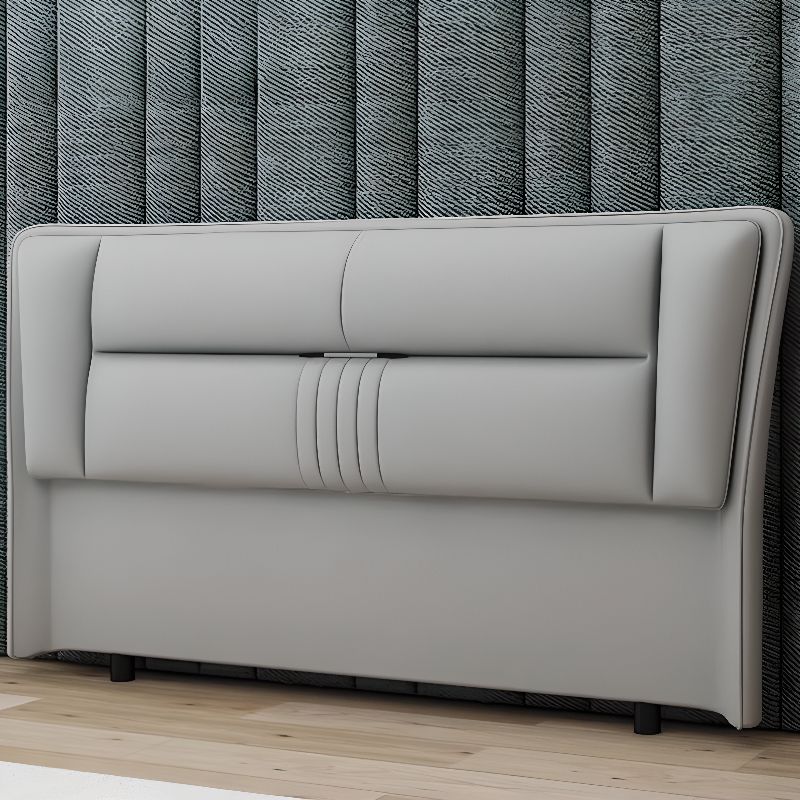 Trendy Wingback Headboard with No Distressing in Natural Wood, Rectangle Shape for Full/Queen Bed with Sponge Upholstery and Standard Height