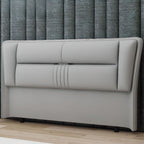 Trendy Wingback Headboard with No Distressing in Natural Wood, Rectangle Shape for Full/Queen Bed with Sponge Upholstery and Standard Height