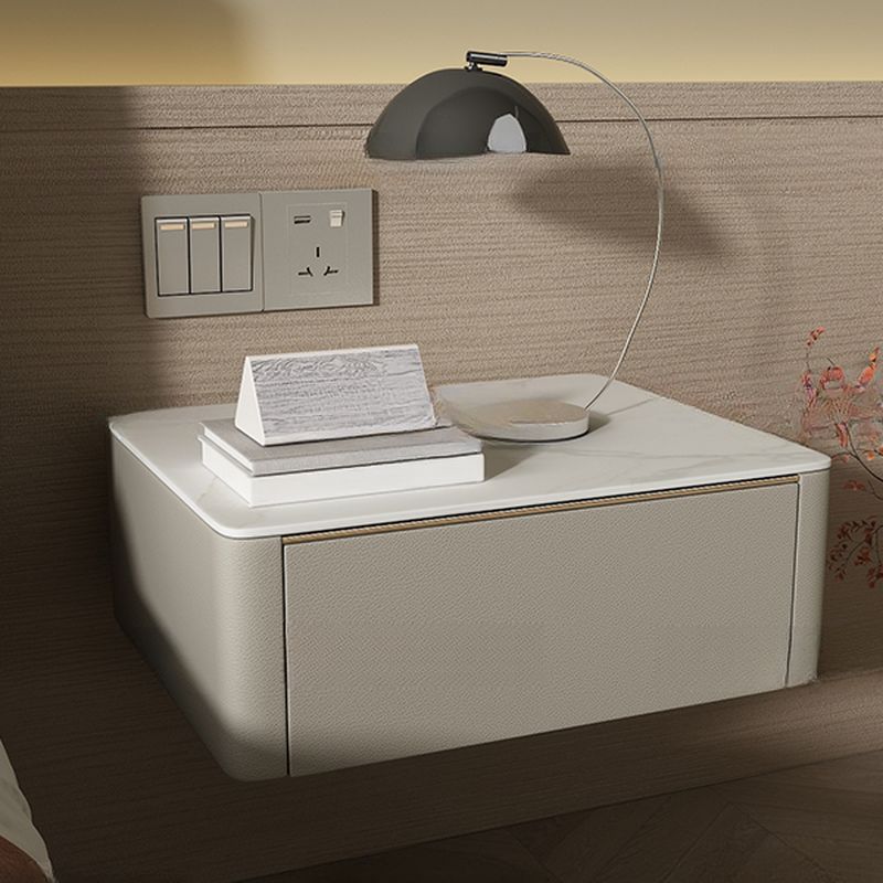 Organic Stone Countertop 1 Drawer Bedside Cabinet with Hanging Shelf