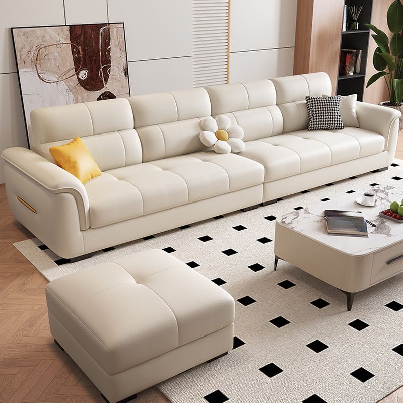 Modish Solid Color Water Resistant Standard Sofa in Chalk, Seats 3/4-seater/5 Person with 3 Pillows
