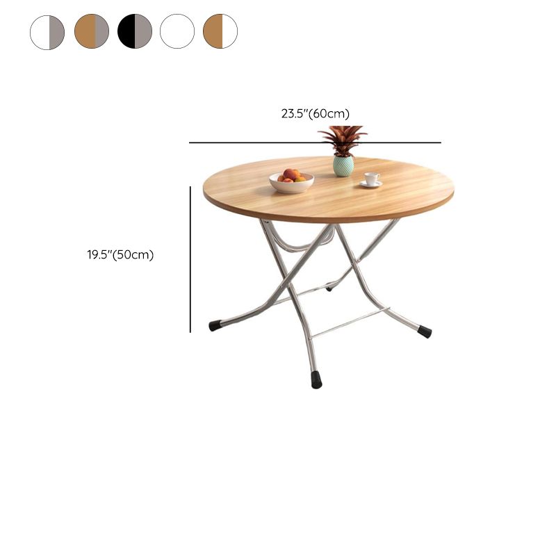 Silver Veneer Dining Table with Crossed Legs, Foldable Square Top for 2-seater, Scratch Resistant