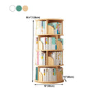 Round Rotatable Bookcase Wooden Open Storage Bookshelf for Home Office