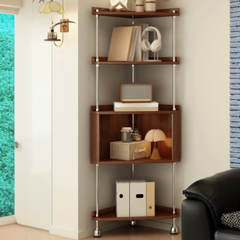 Modern Simple Style Nook Decorative Cabinet with Rubberwood Countertop, Adjustable Shelf, and Sepia Top