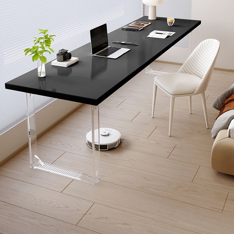 Casual Writing Desk with Easy Assembly, Scratch-proof Sleigh Base, Ink Pine Wood/Slate Top