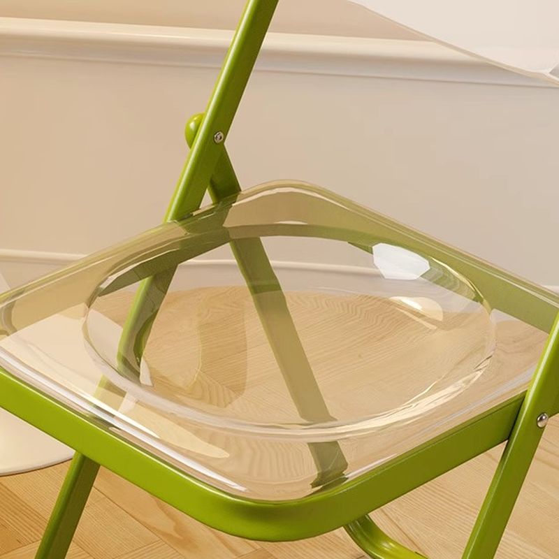 Solid Color Foldable Metal Side Chair with Exposed Back for Tile Flooring - 1 Chair