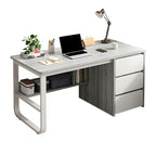 Contemporary Wood in White Writing Desk Shape in Rectangular with 3 Drawers