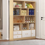 Sleek Wooden Cabinet Set with Receptacle Storage and Uncovered Storage