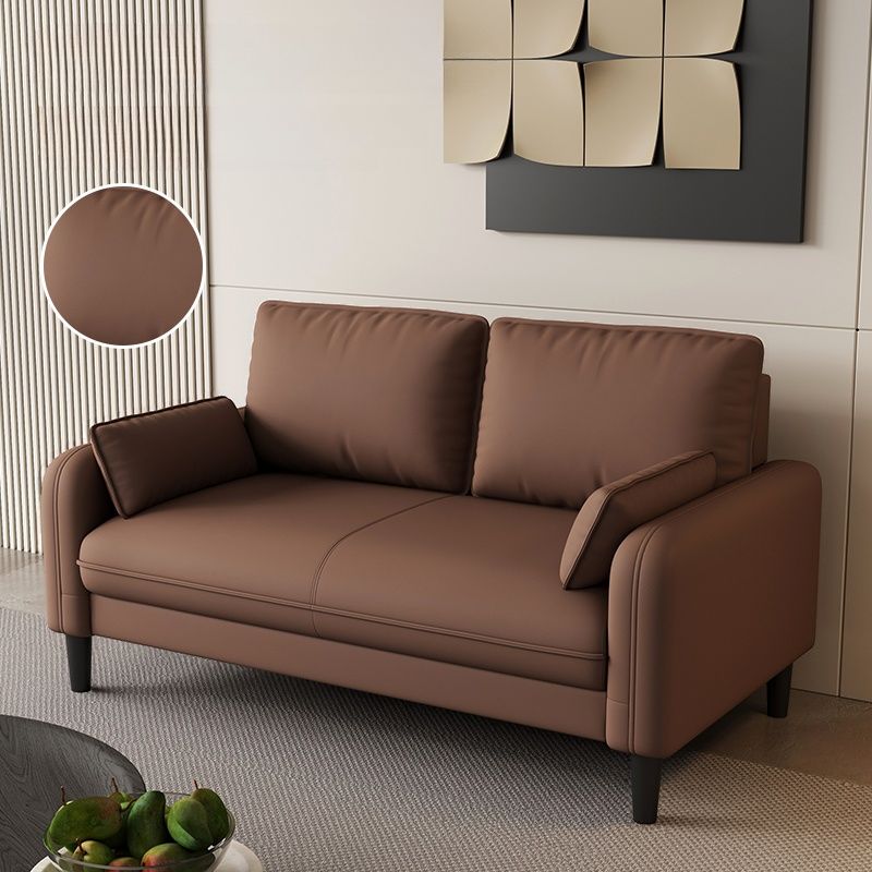 Drawing Room Standard Sofa in Pu Leather with Gray/Mocha/Off-White Armrest